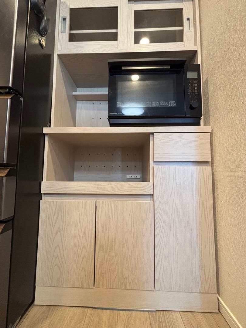 【のなか】LOWYA ロウヤ 食器棚 ホワイトウォッシュ　幅90cm