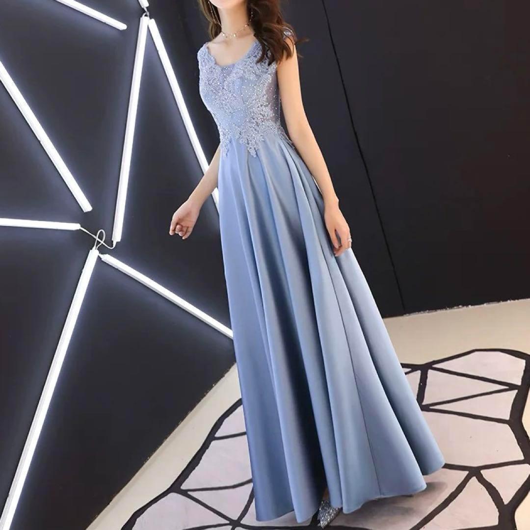 イブニングドレス、花柄、レース、パーティードレス、サテンスカート