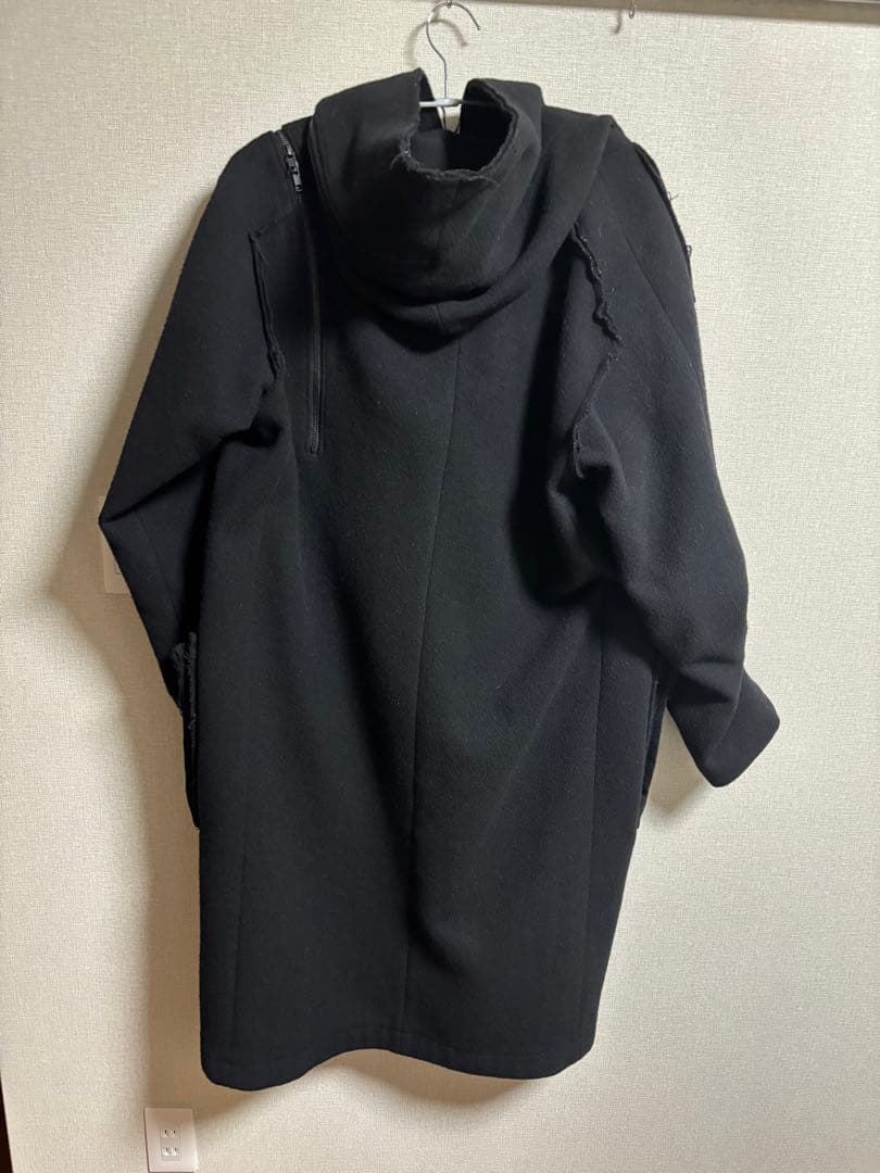 B Yohji Yamamoto ダブルファスナー メルトン フーデッド コート