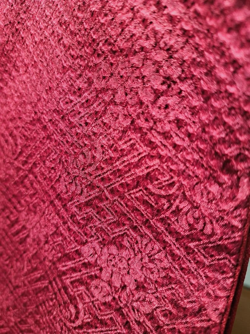 総絞り振袖　振袖　深紅　ボルドー