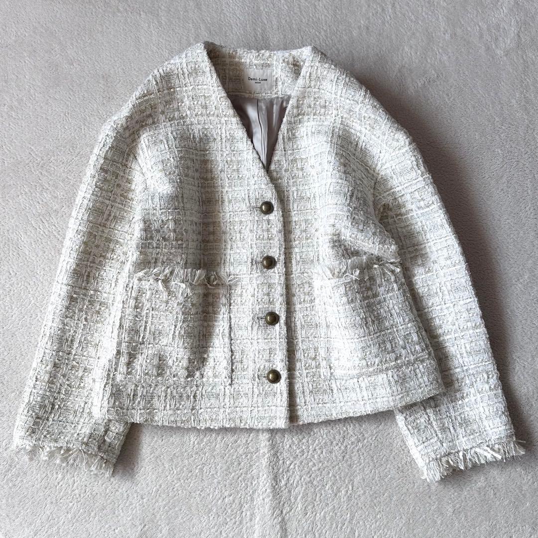 美品 Demi-LuxeBEAMS ファンシーツイードジャケット 38 ビームス