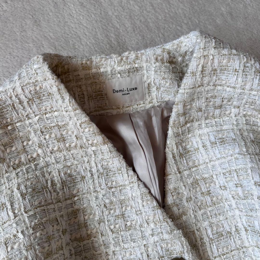 美品 Demi-LuxeBEAMS ファンシーツイードジャケット 38 ビームス