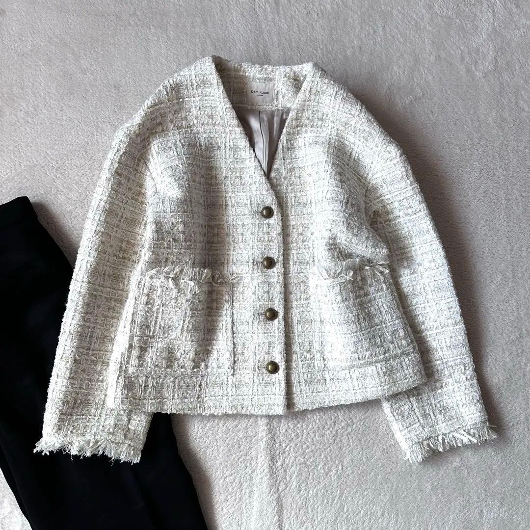 美品 Demi-LuxeBEAMS ファンシーツイードジャケット 38 ビームス
