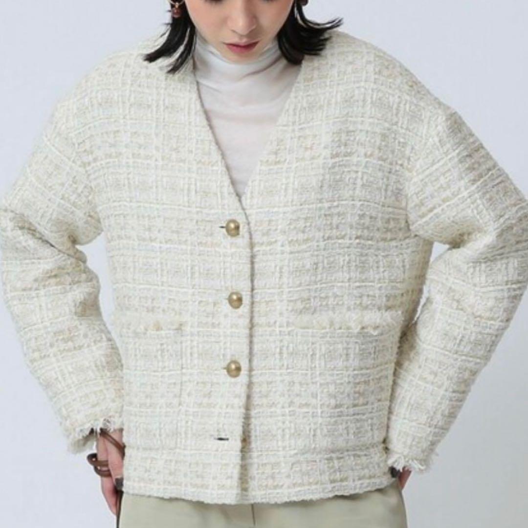 美品 Demi-LuxeBEAMS ファンシーツイードジャケット 38 ビームス