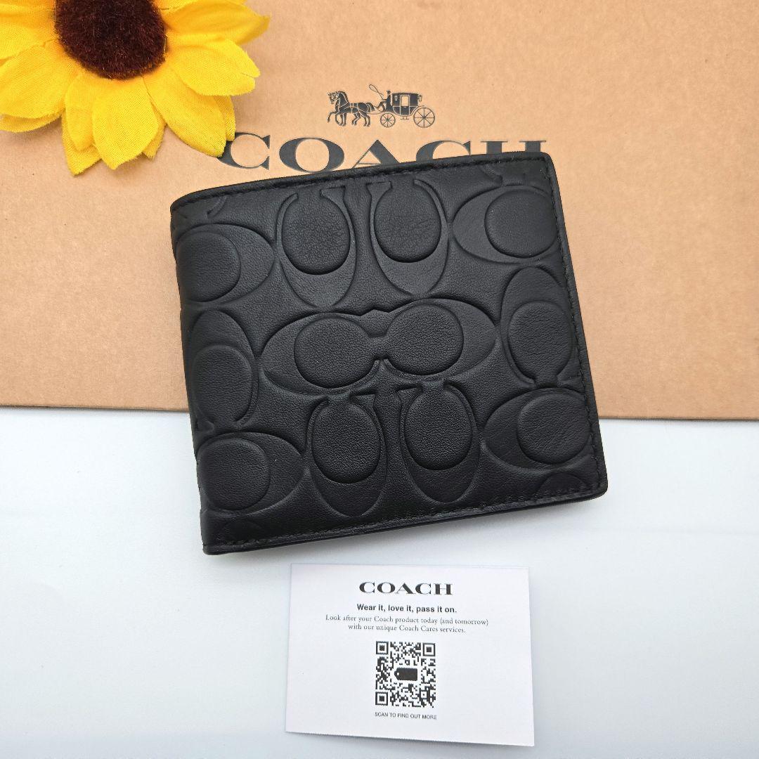 COACH 折り財布 新品 ブラック 最新作 限定品 お札入れ 小銭入れ