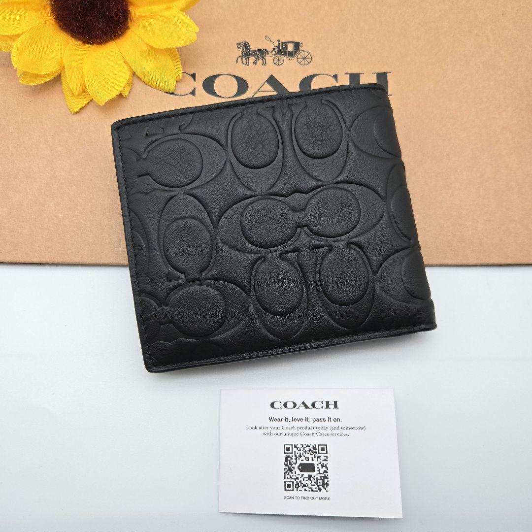 COACH 折り財布 新品 ブラック 最新作 限定品 お札入れ 小銭入れ