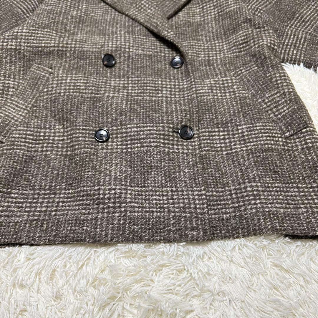 スピックアンドスパン　Wスライバーチェックハーフコート　36 ブラウン　23AW