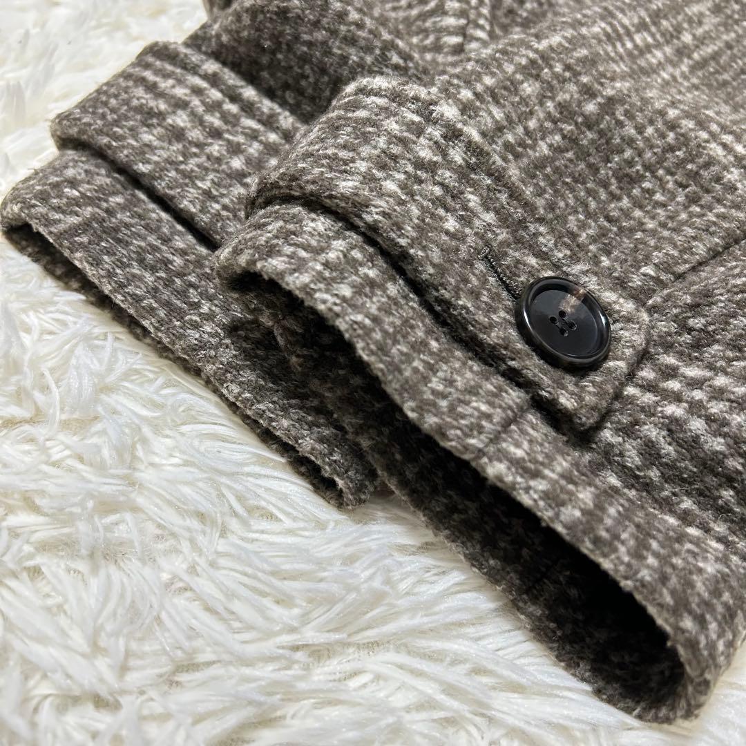 スピックアンドスパン　Wスライバーチェックハーフコート　36 ブラウン　23AW