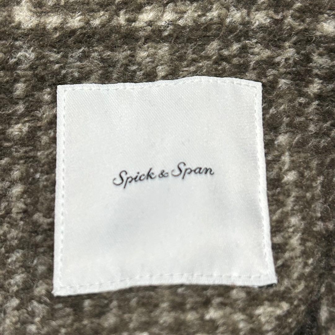 スピックアンドスパン　Wスライバーチェックハーフコート　36 ブラウン　23AW