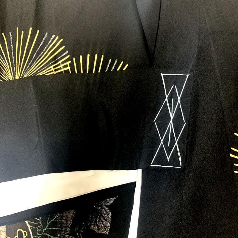 502ay53□お宮参り 男児 祝い着 着物 長襦袢付 金彩 龍に兜 松 黒□