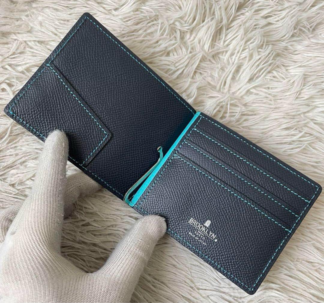 未使用級✨ ブルックリンミュージアム 二つ折り財布 マネークリップ ネイビー