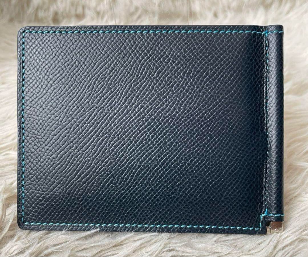 未使用級✨ ブルックリンミュージアム 二つ折り財布 マネークリップ ネイビー