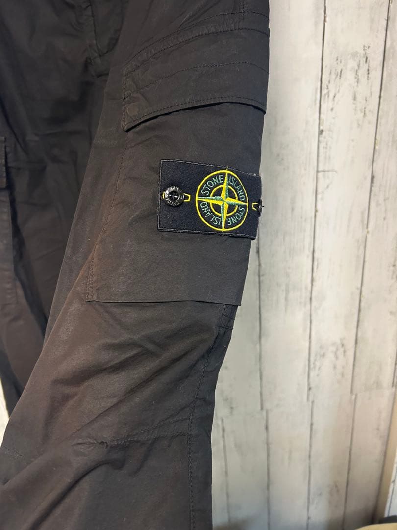 ストーンアイランド　stone  カーゴパンツ　ブラック　リブ付き