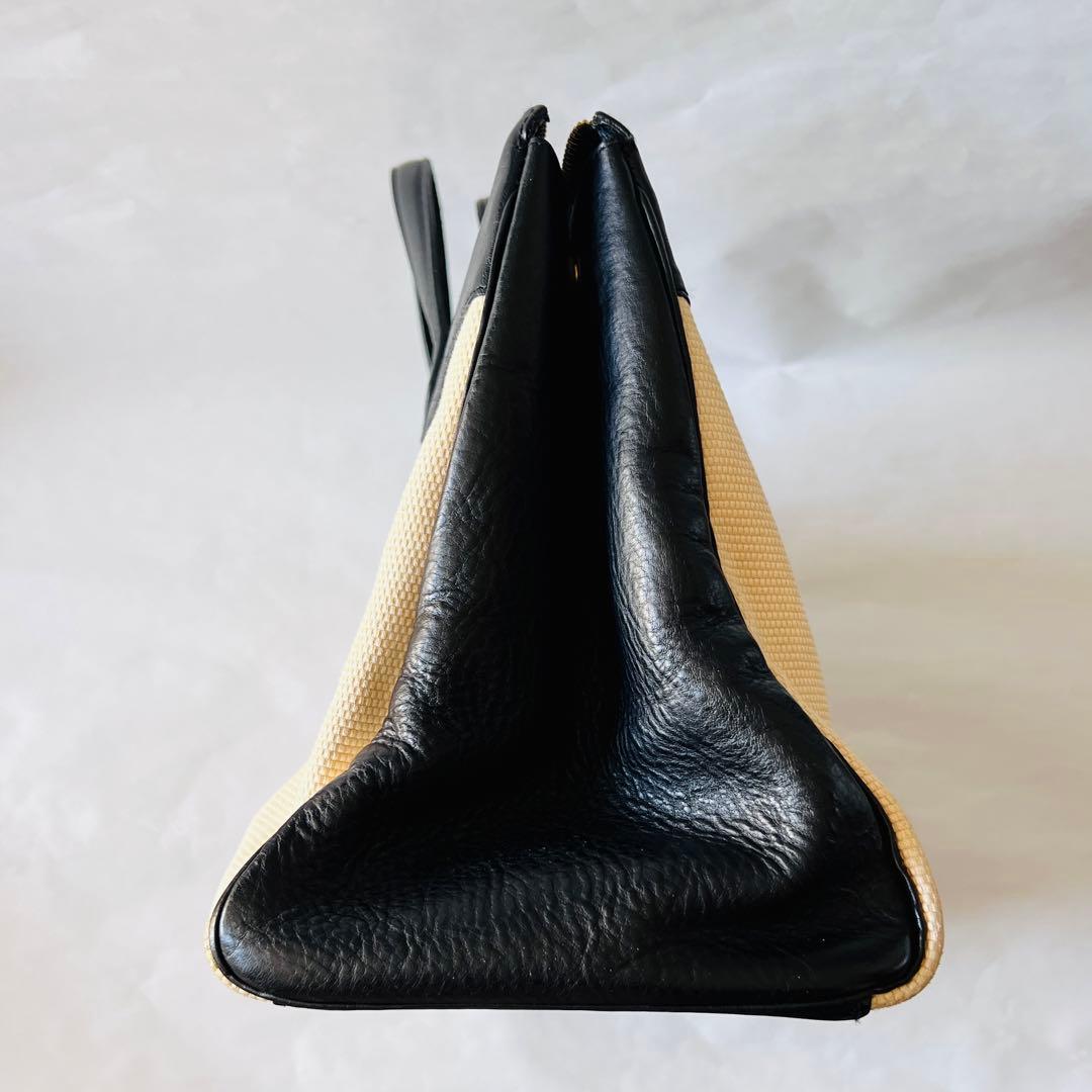 【くろ】Cisei シセイ チセイ キャンバス切替 レザー ボストンバッグ