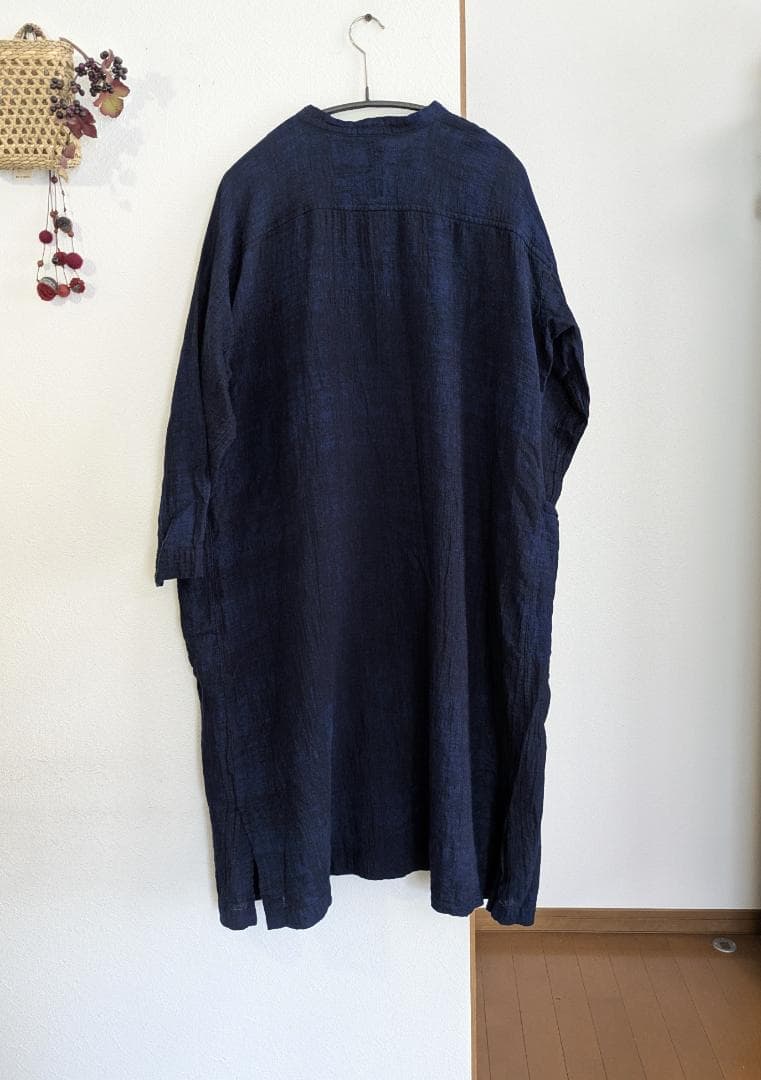 プランテーション☆ストロークJQジャガード織OP☆濃紺☆手洗い可☆美品です