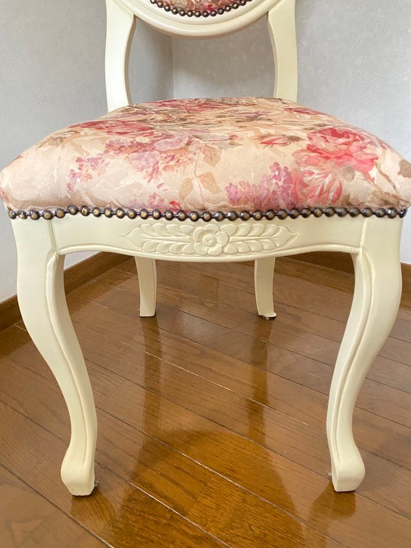 アンティーク家具 猫脚 ロココ調 ダイニング チェア　アイボリー