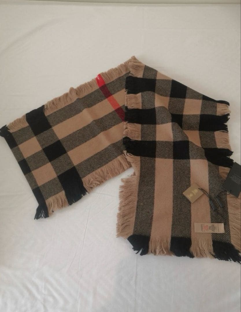 新品未使用BURBERRY バーバリー スカーフマフラー サイドフリンジ ウール