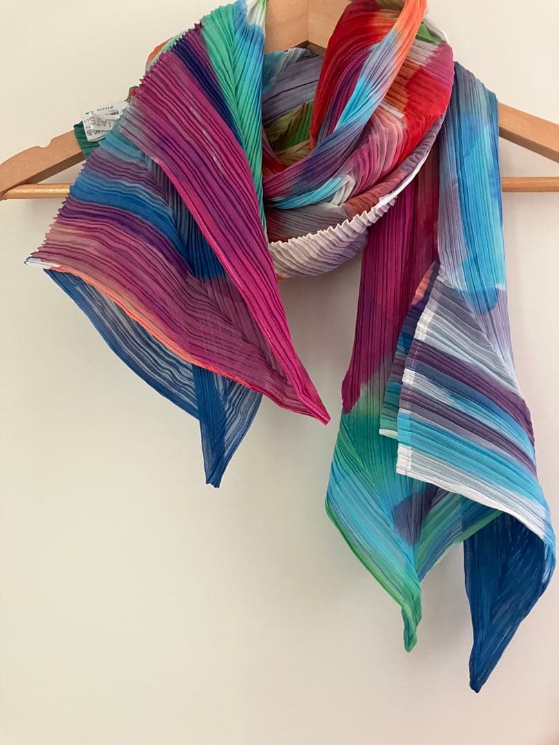 Pleats Please Issey マルチカラー シフォンストール新品未使用
