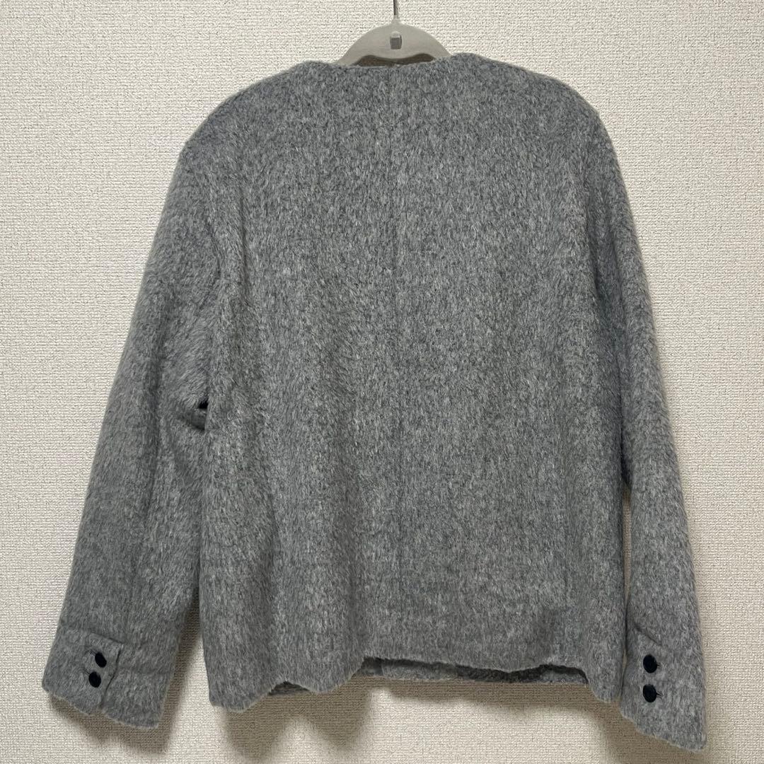 Fekete ノーカラーウールシャギージャケット Mサイズ　グレー