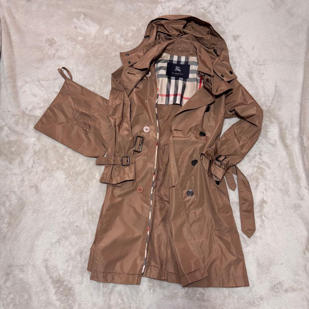 美品✨バーバリーロンドン　スプリングコート　トレンチ　ノバチェック　フード収納袋