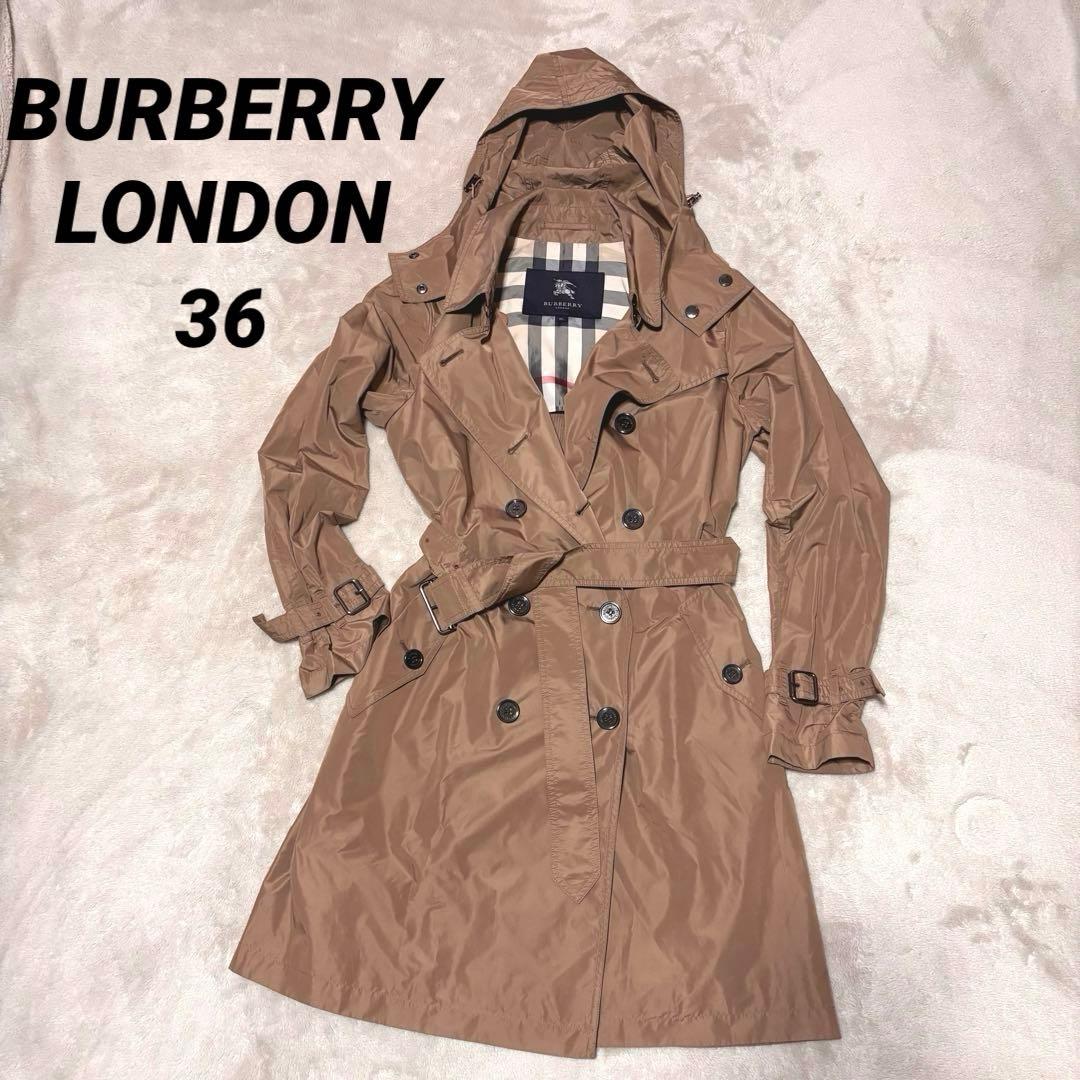 美品✨バーバリーロンドン　スプリングコート　トレンチ　ノバチェック　フード収納袋