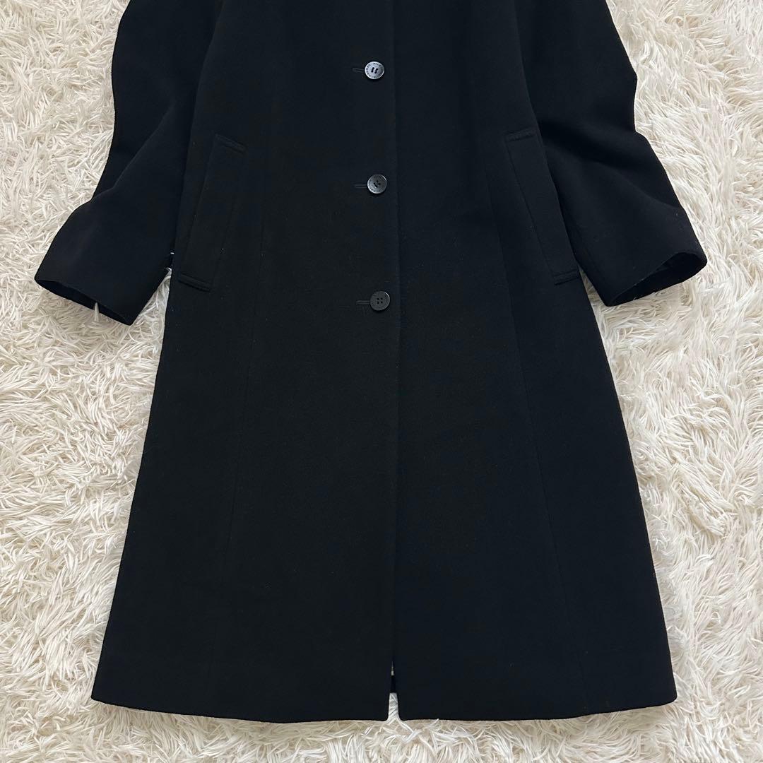 バーバリー カシミヤ混 ロング チェスターコート ノバチェック 黒 M