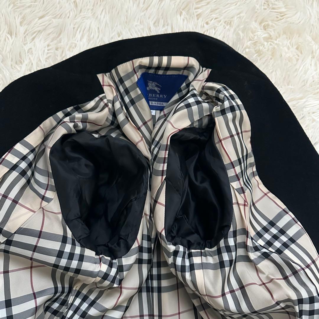 バーバリー カシミヤ混 ロング チェスターコート ノバチェック 黒 M