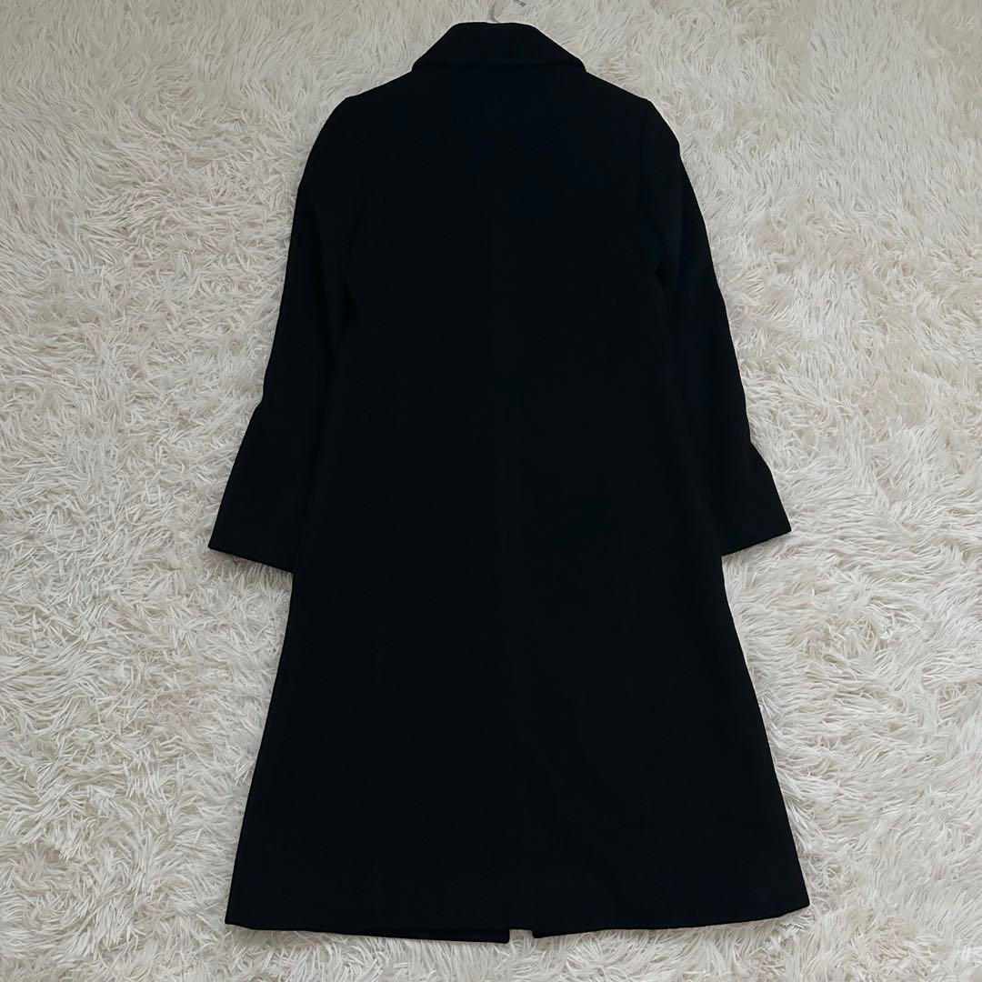 バーバリー カシミヤ混 ロング チェスターコート ノバチェック 黒 M