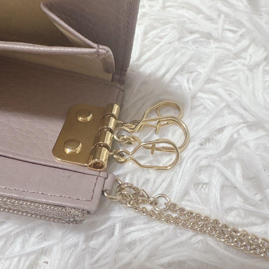 アタオ ケース　キーケース　レザー　シボ革　ピンク