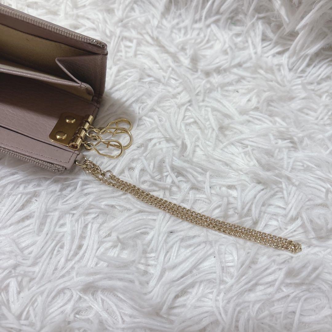 アタオ ケース　キーケース　レザー　シボ革　ピンク