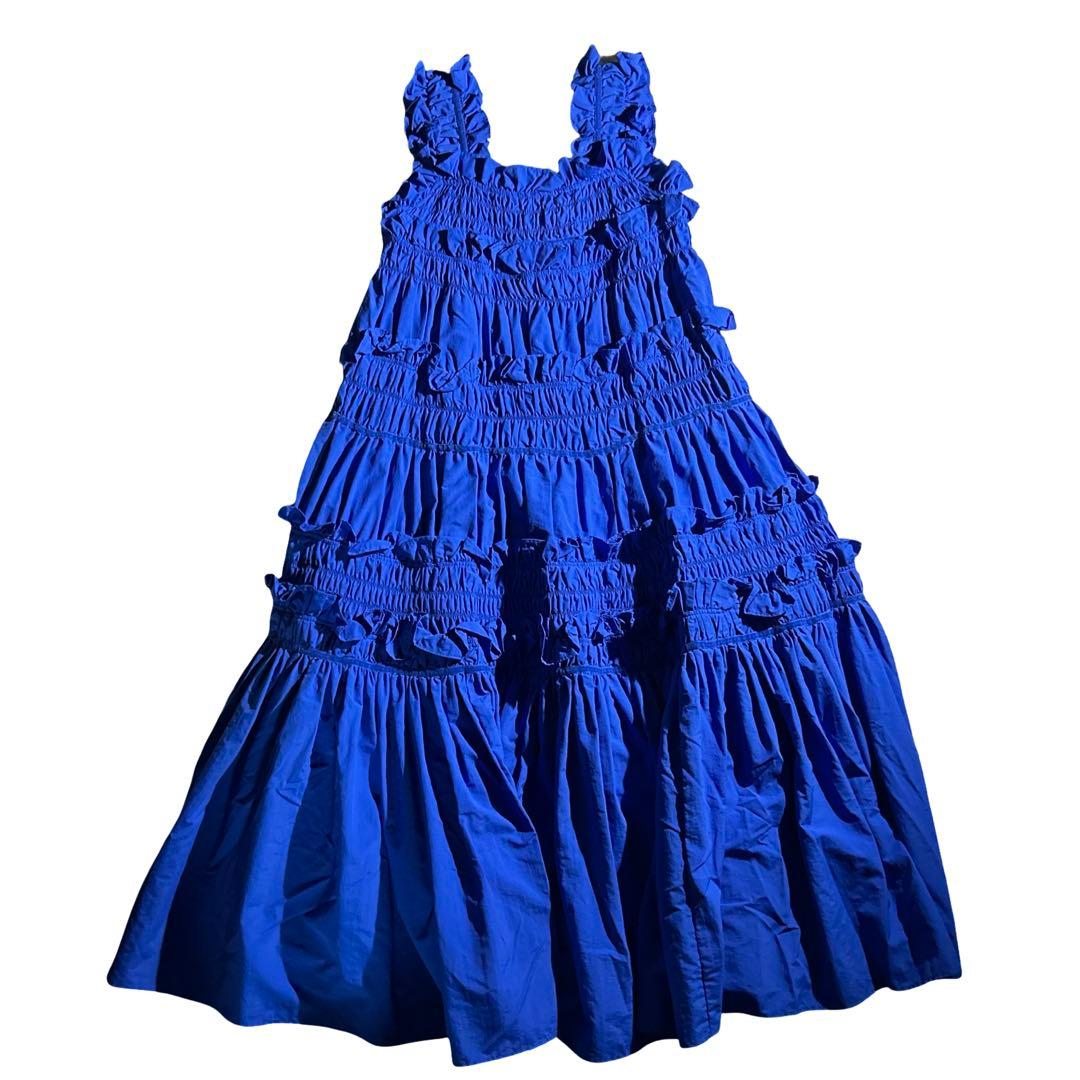 未使用 PERNA ギャザーキャミフリルワンピース 青 ブルー