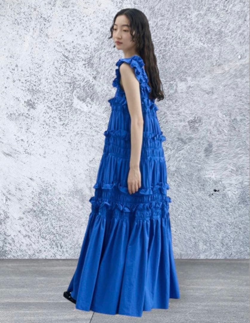 未使用 PERNA ギャザーキャミフリルワンピース 青 ブルー