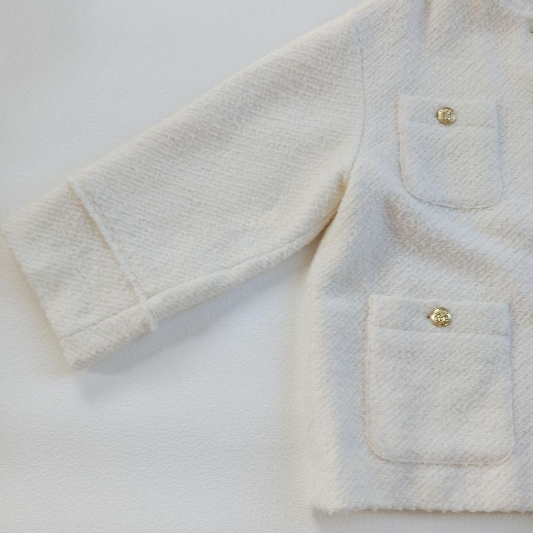 ラウンジドレス　ツイードノーカラージャケット　フリンジ　金ボタン　オーバーサイズ