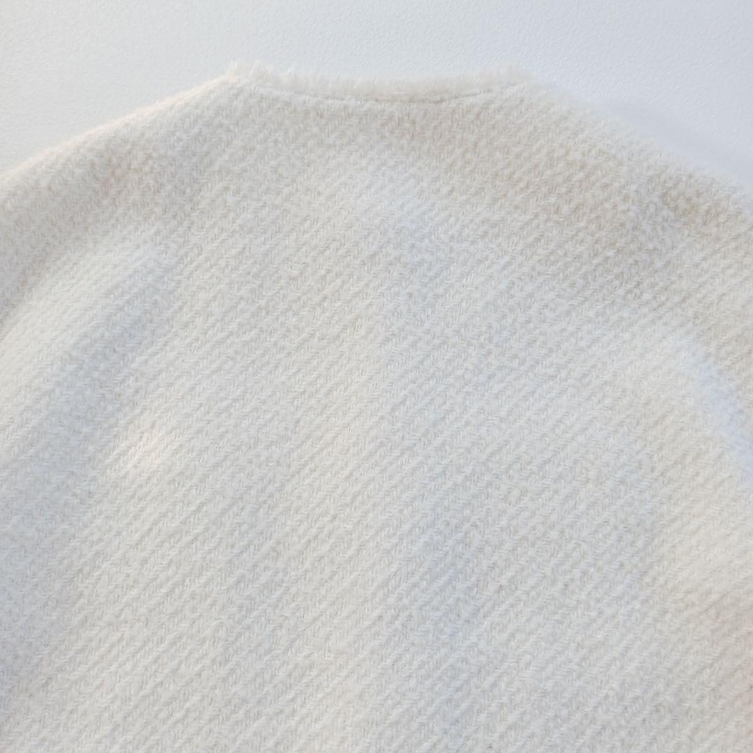 ラウンジドレス　ツイードノーカラージャケット　フリンジ　金ボタン　オーバーサイズ