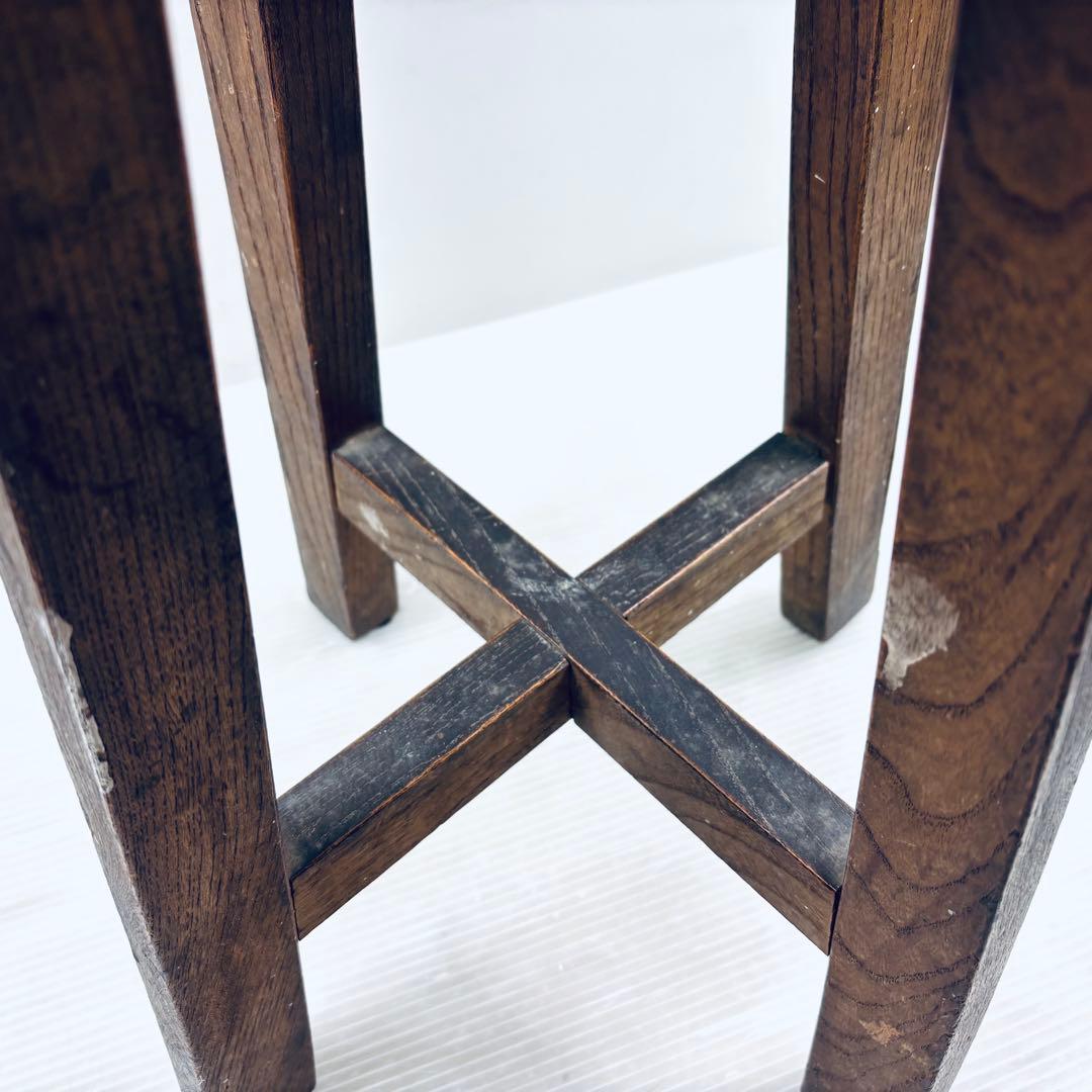 【昭和レトロ】木製　丸椅子　ハンドメイド　ビンテージ　当時物　スツール　作業椅子