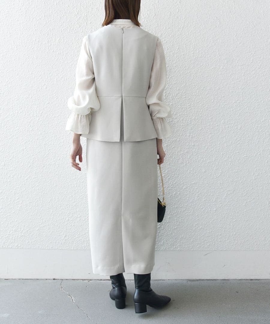 SHIPS any ダブルクロス Vネック ノースリーブワンピース ベージュ