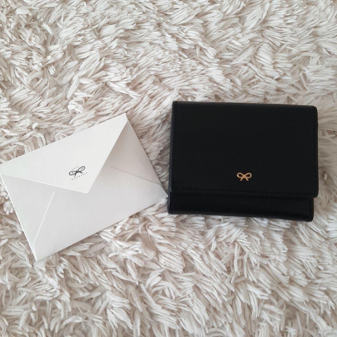未使用品　ANYA HINDMARCH　アニヤハインドマーチ　三つ折り財布　黒