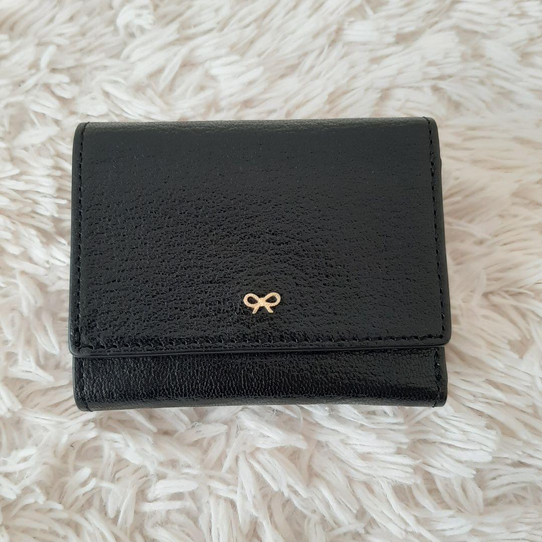 未使用品　ANYA HINDMARCH　アニヤハインドマーチ　三つ折り財布　黒