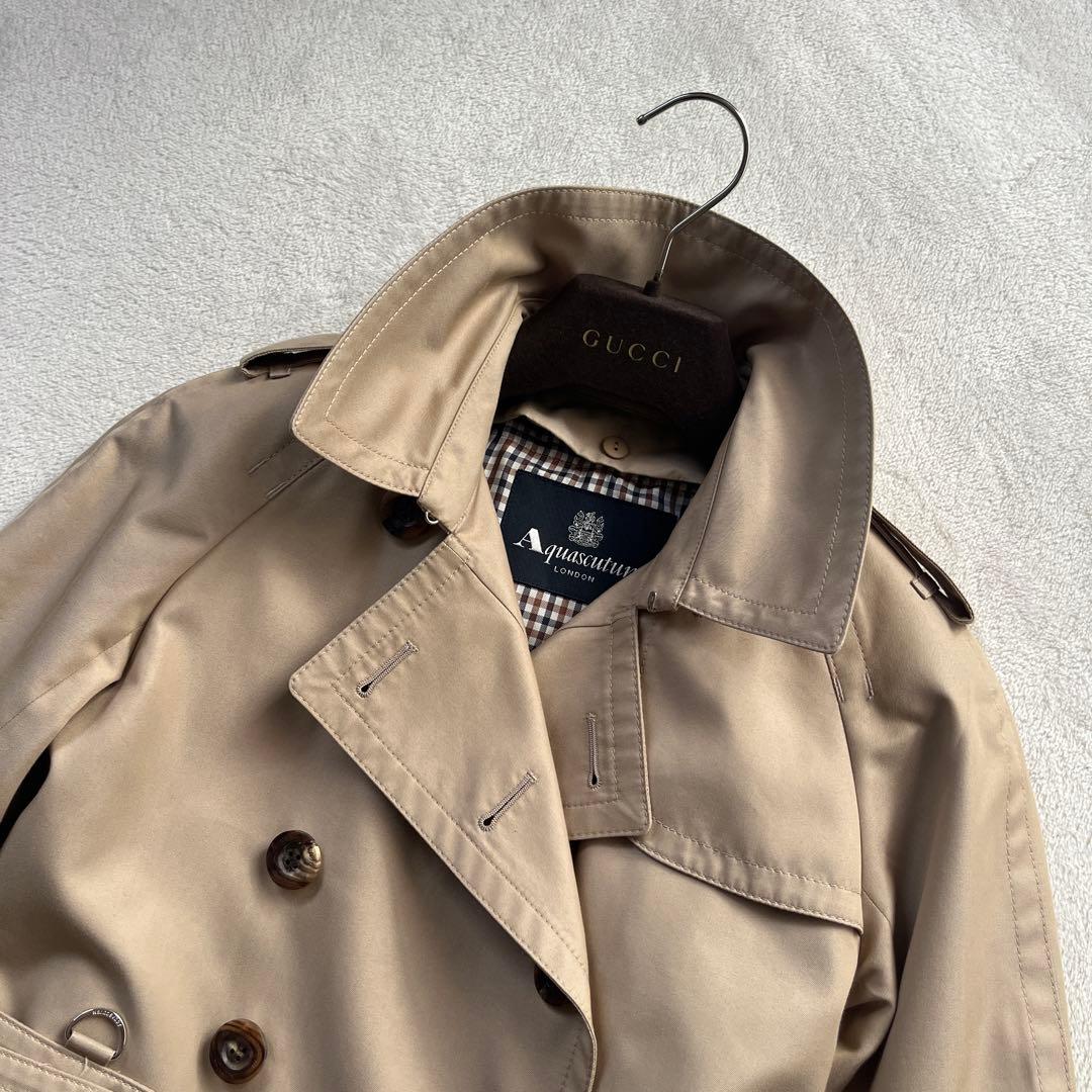 ★良品　アクアスキュータム　トレンチコート　ライナー　ベルト　ダブル　チェック