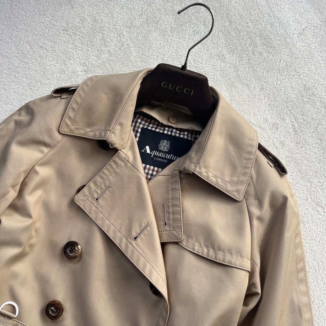 ★良品　アクアスキュータム　トレンチコート　ライナー　ベルト　ダブル　チェック