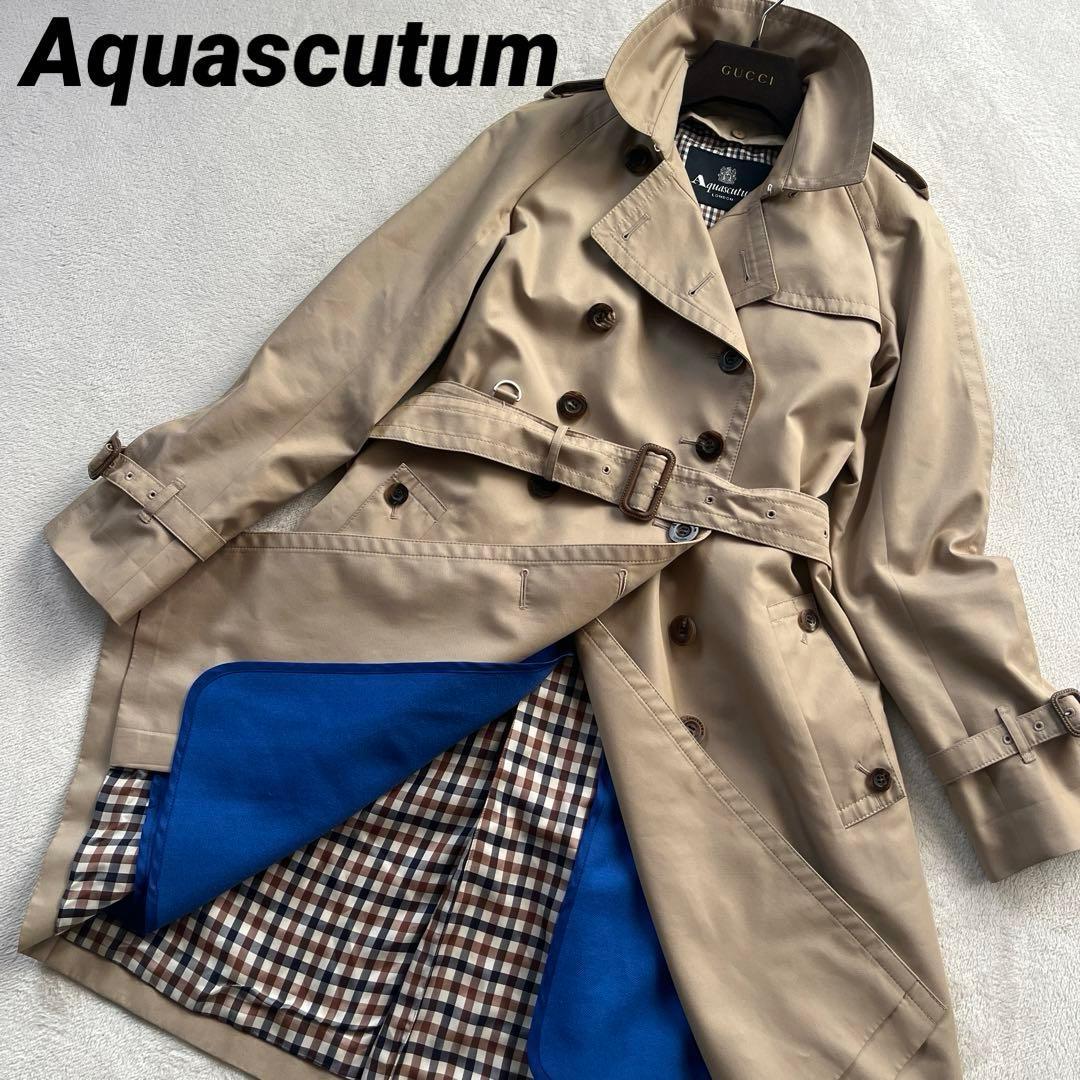 ★良品　アクアスキュータム　トレンチコート　ライナー　ベルト　ダブル　チェック