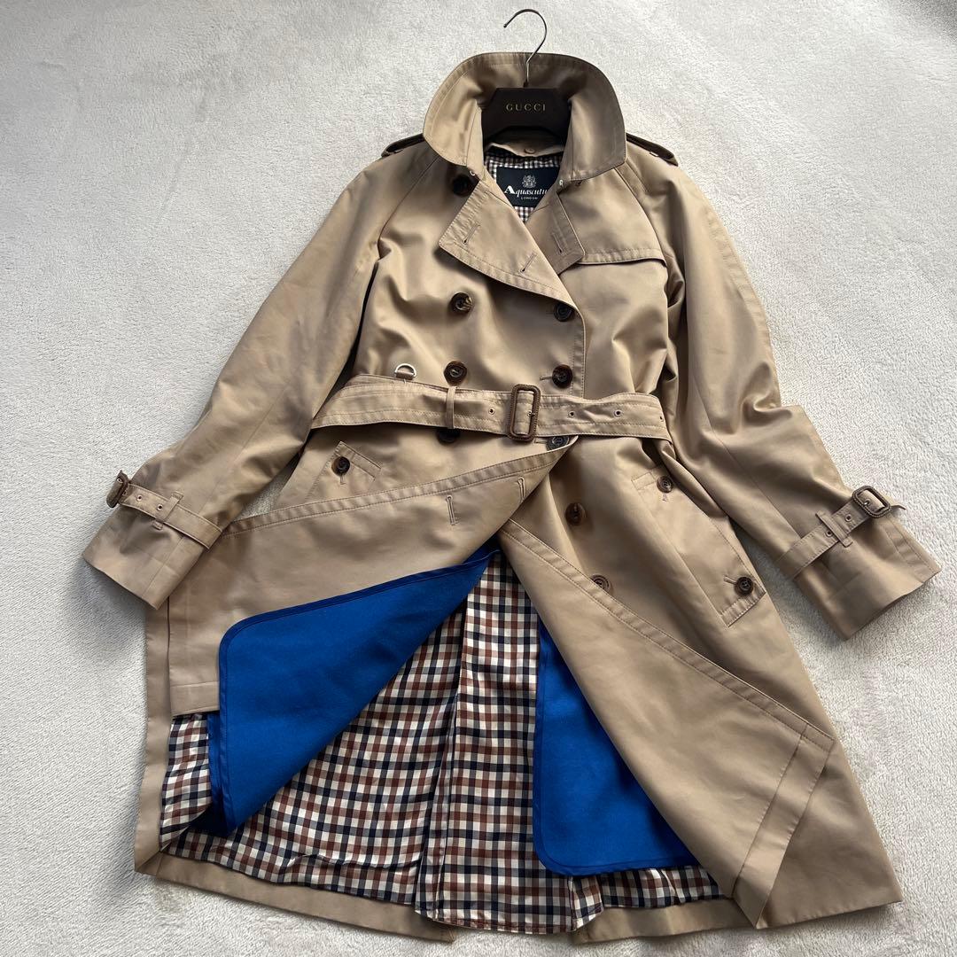 ★良品　アクアスキュータム　トレンチコート　ライナー　ベルト　ダブル　チェック