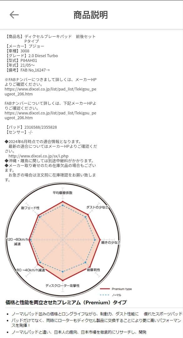 （新品未使用）DIXCEL プレミアムタイプ ブレーキパッド 前後2セット