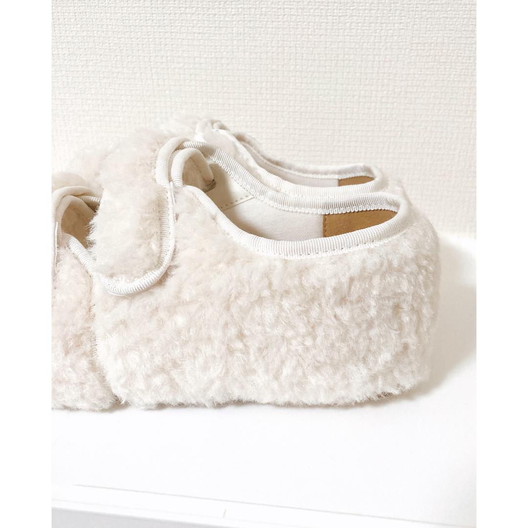 merry jenny 新品 ホワイト Mサイズ フェイクファーベルクロシューズ