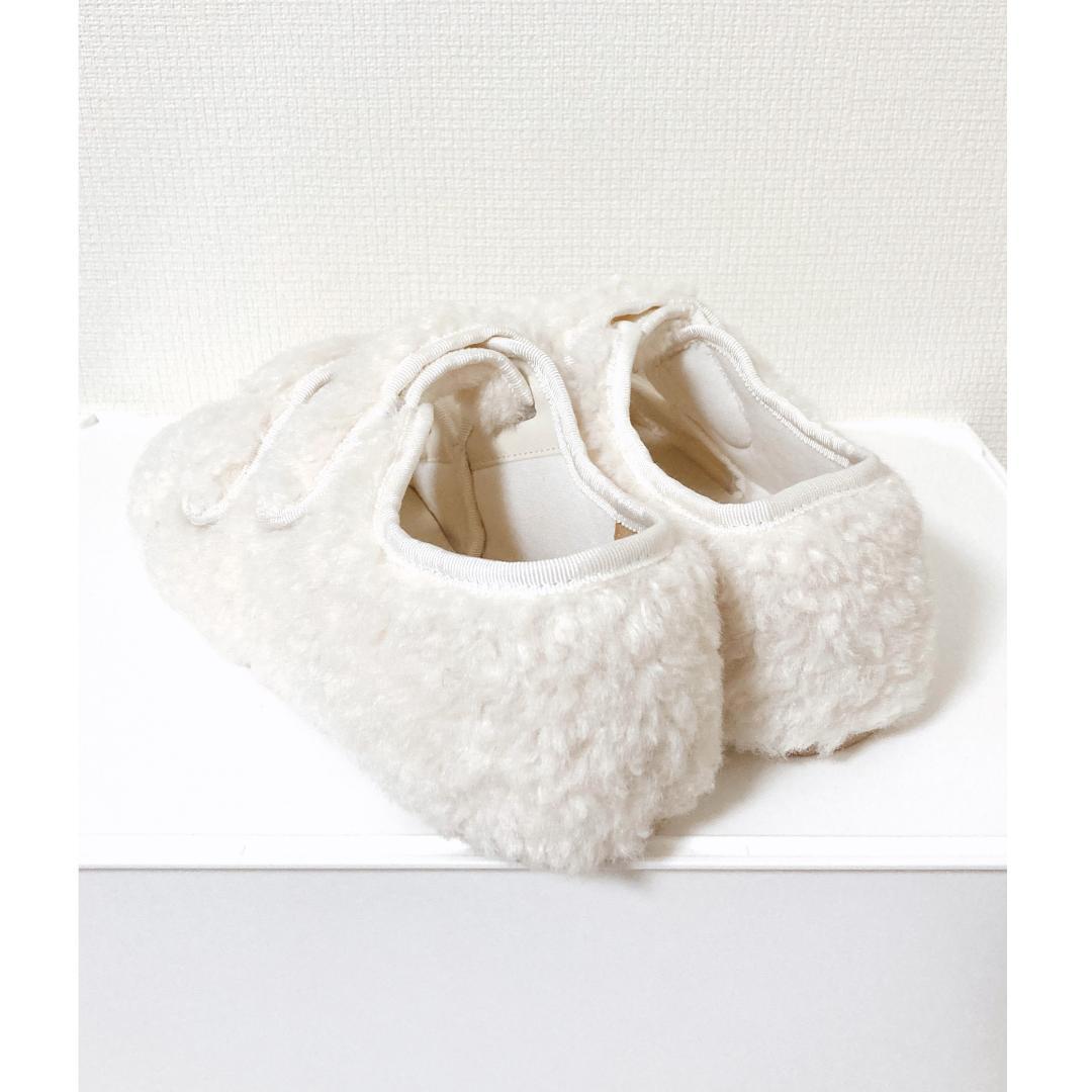 merry jenny 新品 ホワイト Mサイズ フェイクファーベルクロシューズ