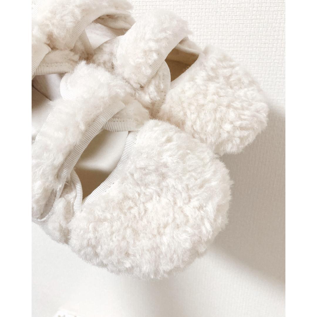 merry jenny 新品 ホワイト Mサイズ フェイクファーベルクロシューズ