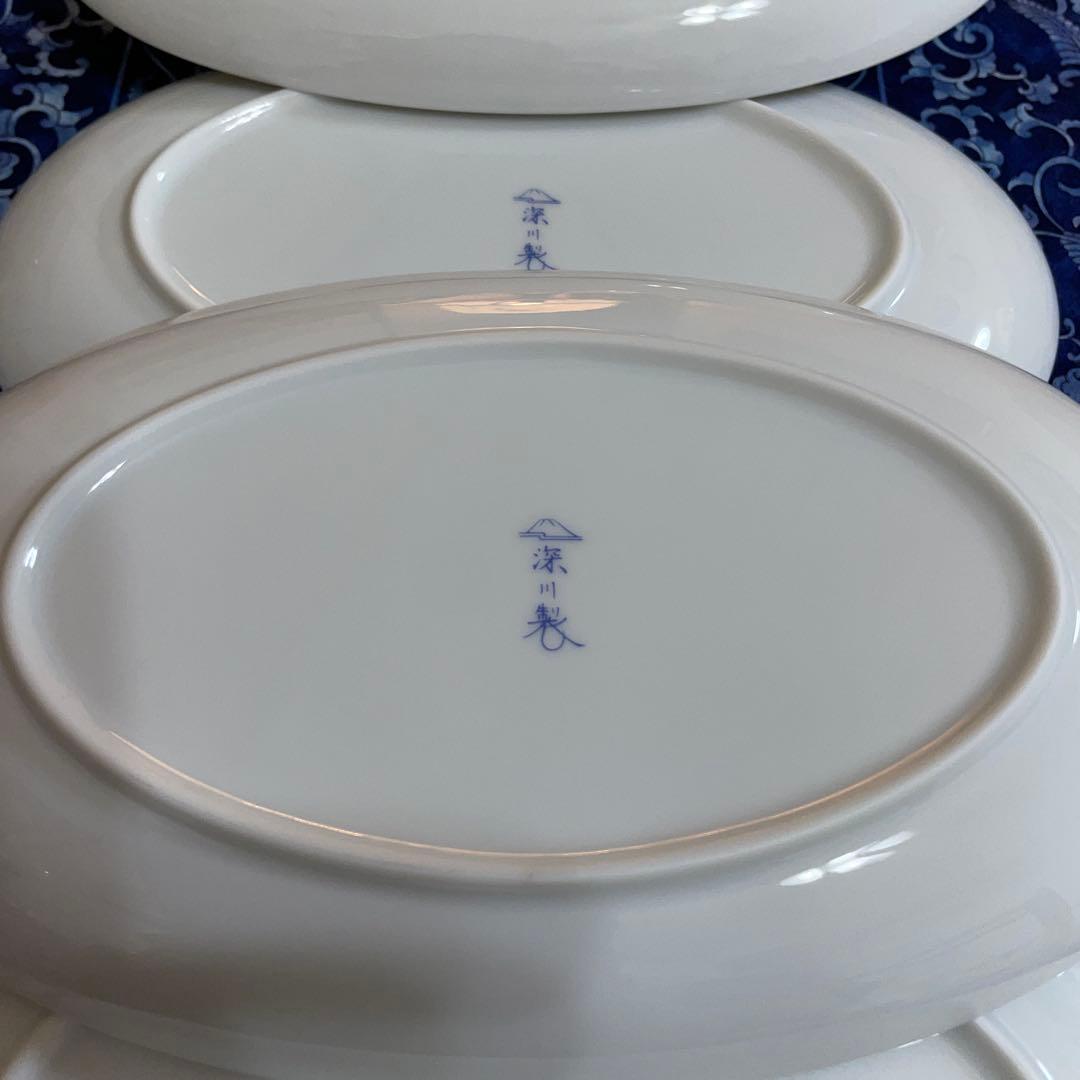 深川製磁　結び　竹楕円皿　大　5枚セット　未使用