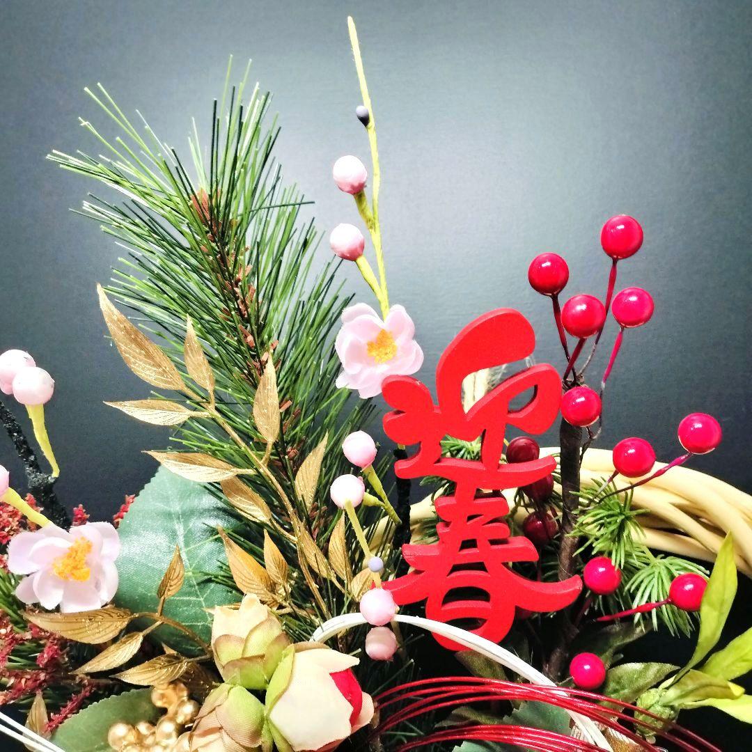 商品名【初羽】艶やか！❤️椿のお正月リース ＊フラワーリース