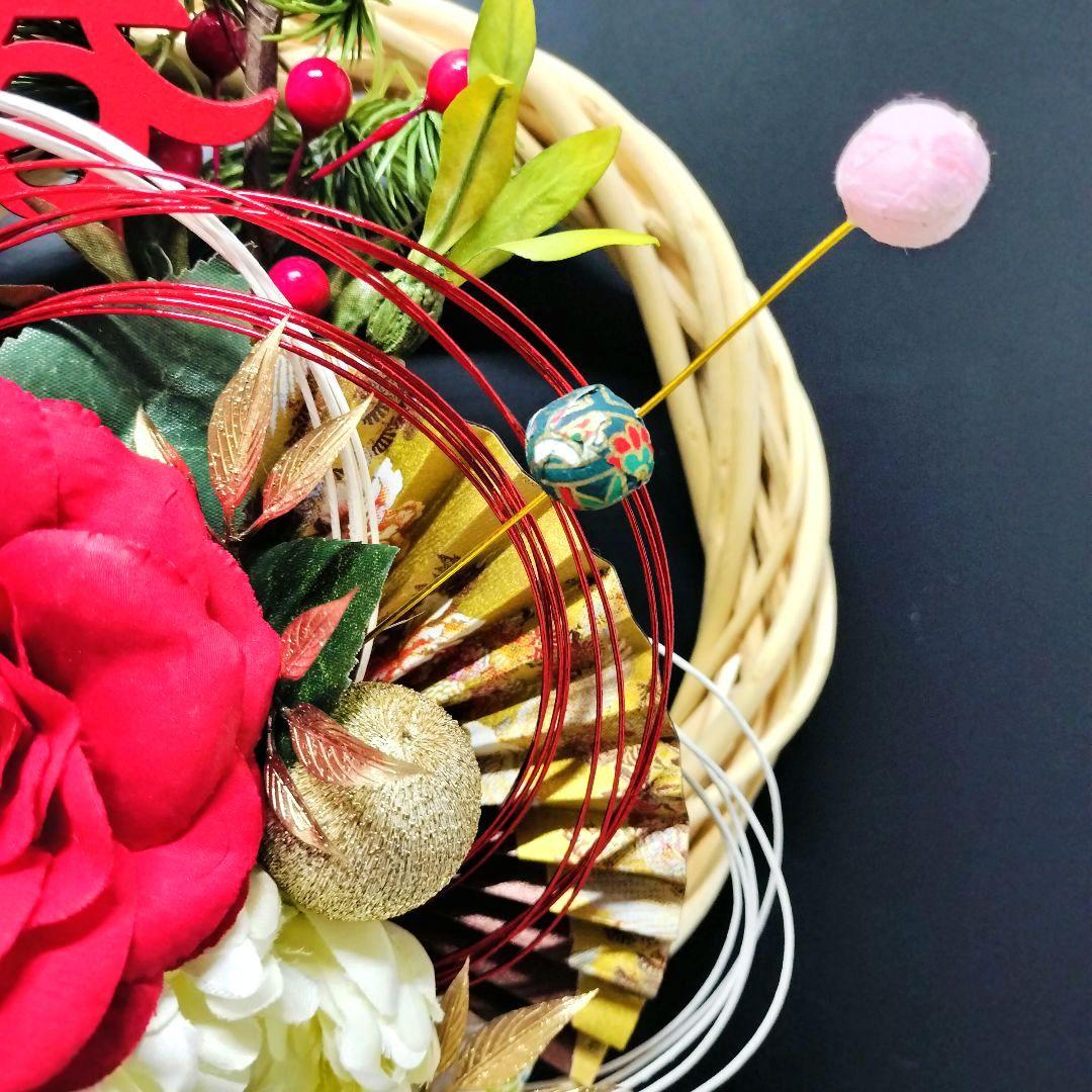 商品名【初羽】艶やか！❤️椿のお正月リース ＊フラワーリース