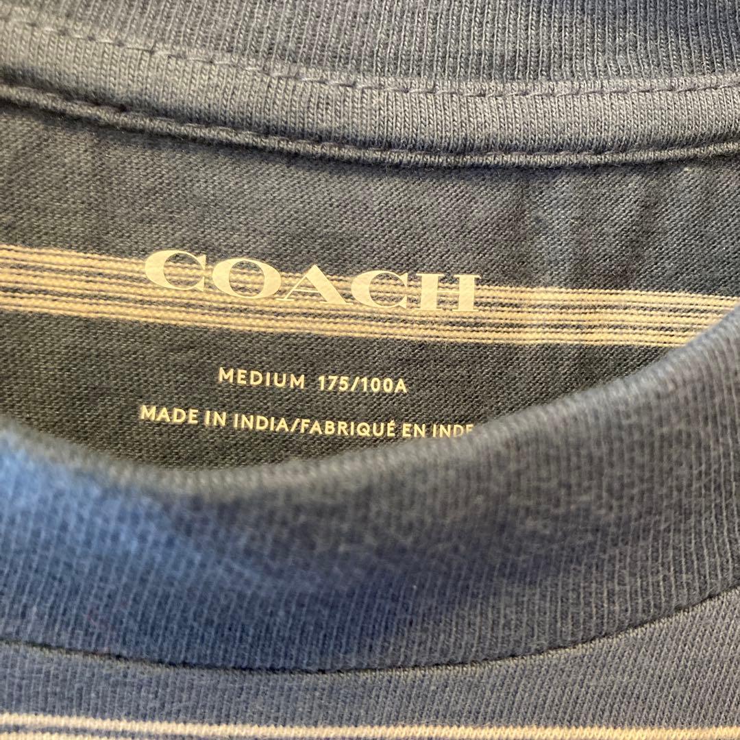 【新品】ＣＯＡＣＨコーチＴシャツ　ボーダー柄ブルー　コットン製Ｍサイズ